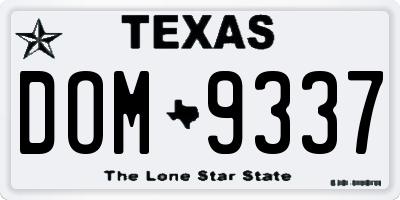 TX license plate DOM9337