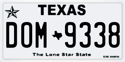 TX license plate DOM9338