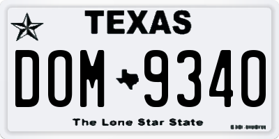 TX license plate DOM9340