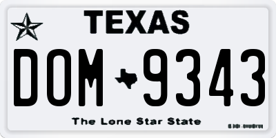 TX license plate DOM9343