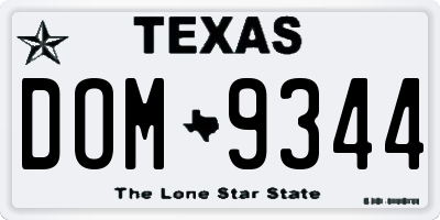 TX license plate DOM9344