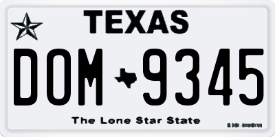 TX license plate DOM9345