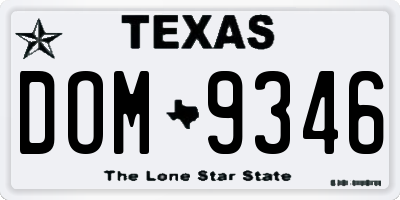 TX license plate DOM9346