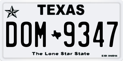 TX license plate DOM9347