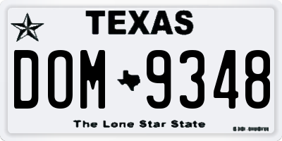 TX license plate DOM9348