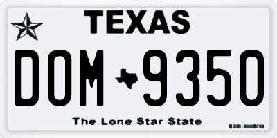 TX license plate DOM9350