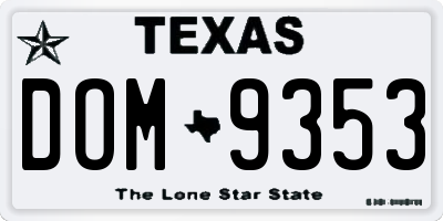 TX license plate DOM9353