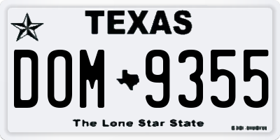 TX license plate DOM9355