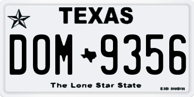 TX license plate DOM9356