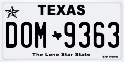 TX license plate DOM9363