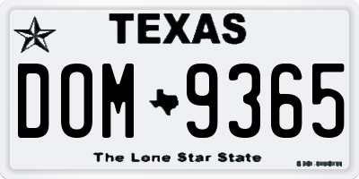 TX license plate DOM9365