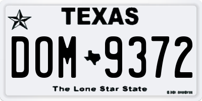 TX license plate DOM9372