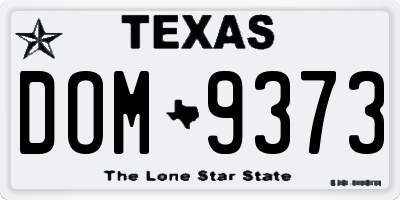 TX license plate DOM9373