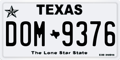 TX license plate DOM9376
