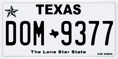 TX license plate DOM9377