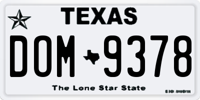 TX license plate DOM9378