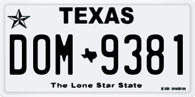 TX license plate DOM9381