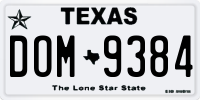 TX license plate DOM9384