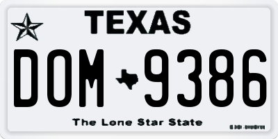 TX license plate DOM9386
