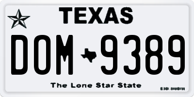 TX license plate DOM9389