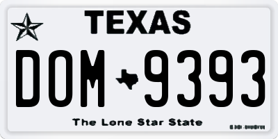 TX license plate DOM9393