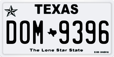 TX license plate DOM9396