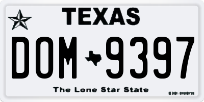 TX license plate DOM9397