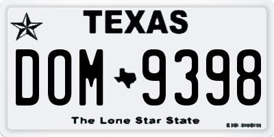 TX license plate DOM9398