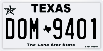 TX license plate DOM9401
