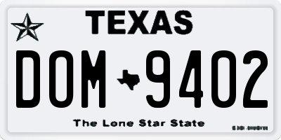 TX license plate DOM9402