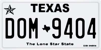 TX license plate DOM9404