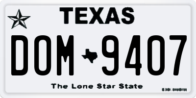 TX license plate DOM9407