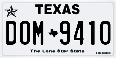 TX license plate DOM9410