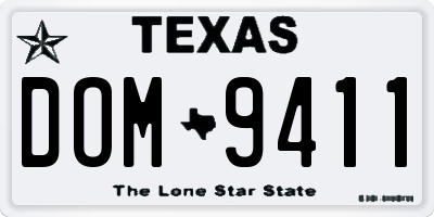 TX license plate DOM9411