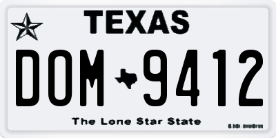 TX license plate DOM9412
