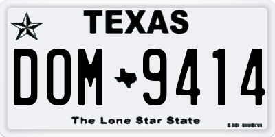 TX license plate DOM9414