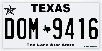 TX license plate DOM9416