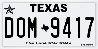 TX license plate DOM9417