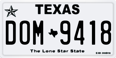 TX license plate DOM9418