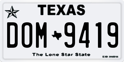 TX license plate DOM9419