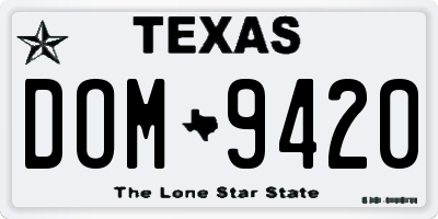 TX license plate DOM9420