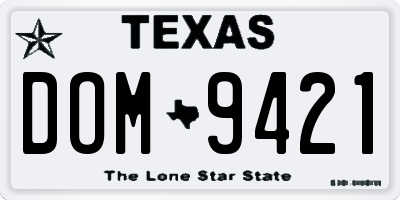 TX license plate DOM9421