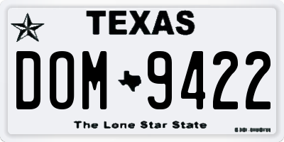 TX license plate DOM9422