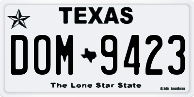 TX license plate DOM9423