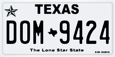 TX license plate DOM9424