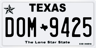 TX license plate DOM9425
