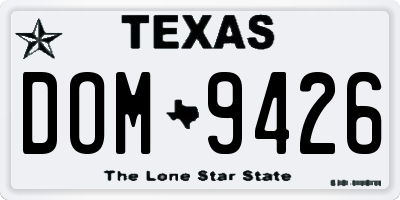 TX license plate DOM9426