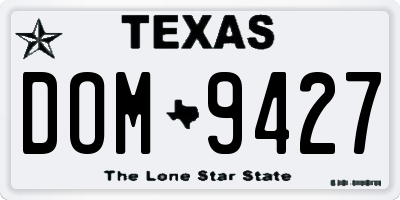 TX license plate DOM9427