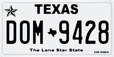 TX license plate DOM9428
