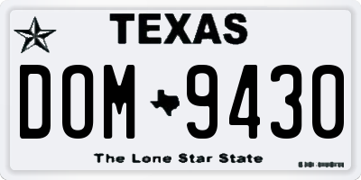 TX license plate DOM9430